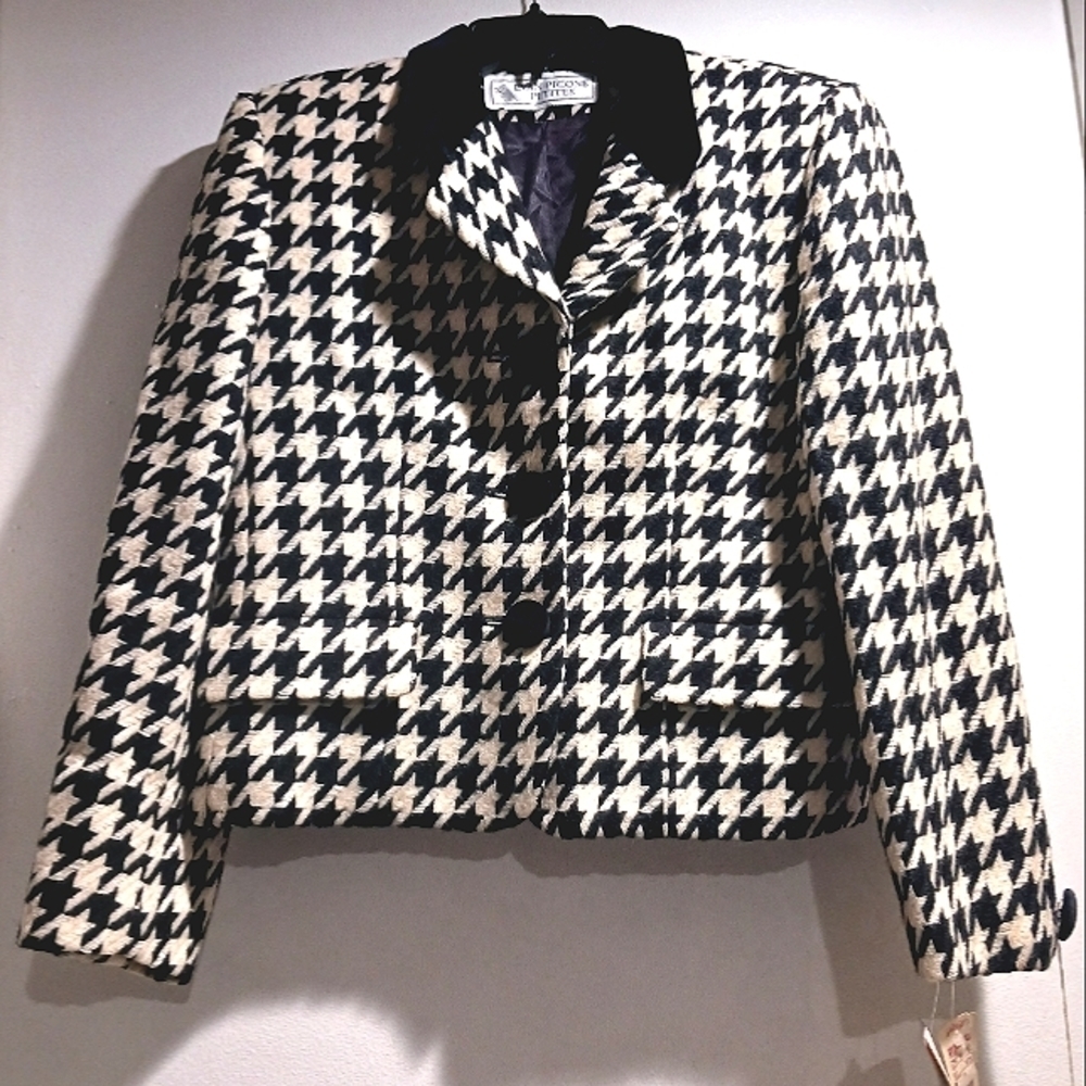 NWT Vintage Evan Picone Houndstooth wool blazer - Picture 1 of 15